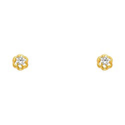 14K Yellow Gold CZ Stud Earrings