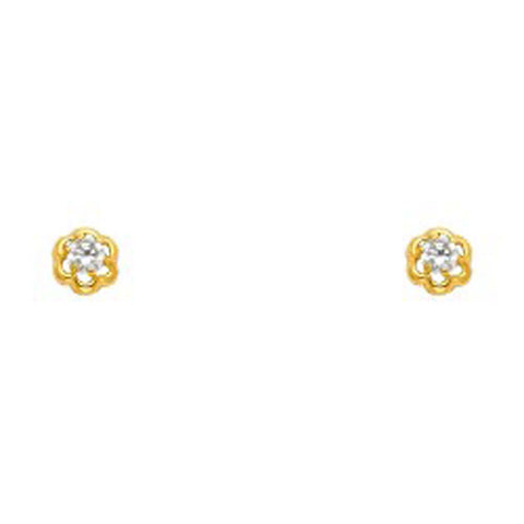 14K Yellow Gold CZ Stud Earrings