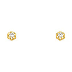 14K Yellow Gold CZ Stud Earrings