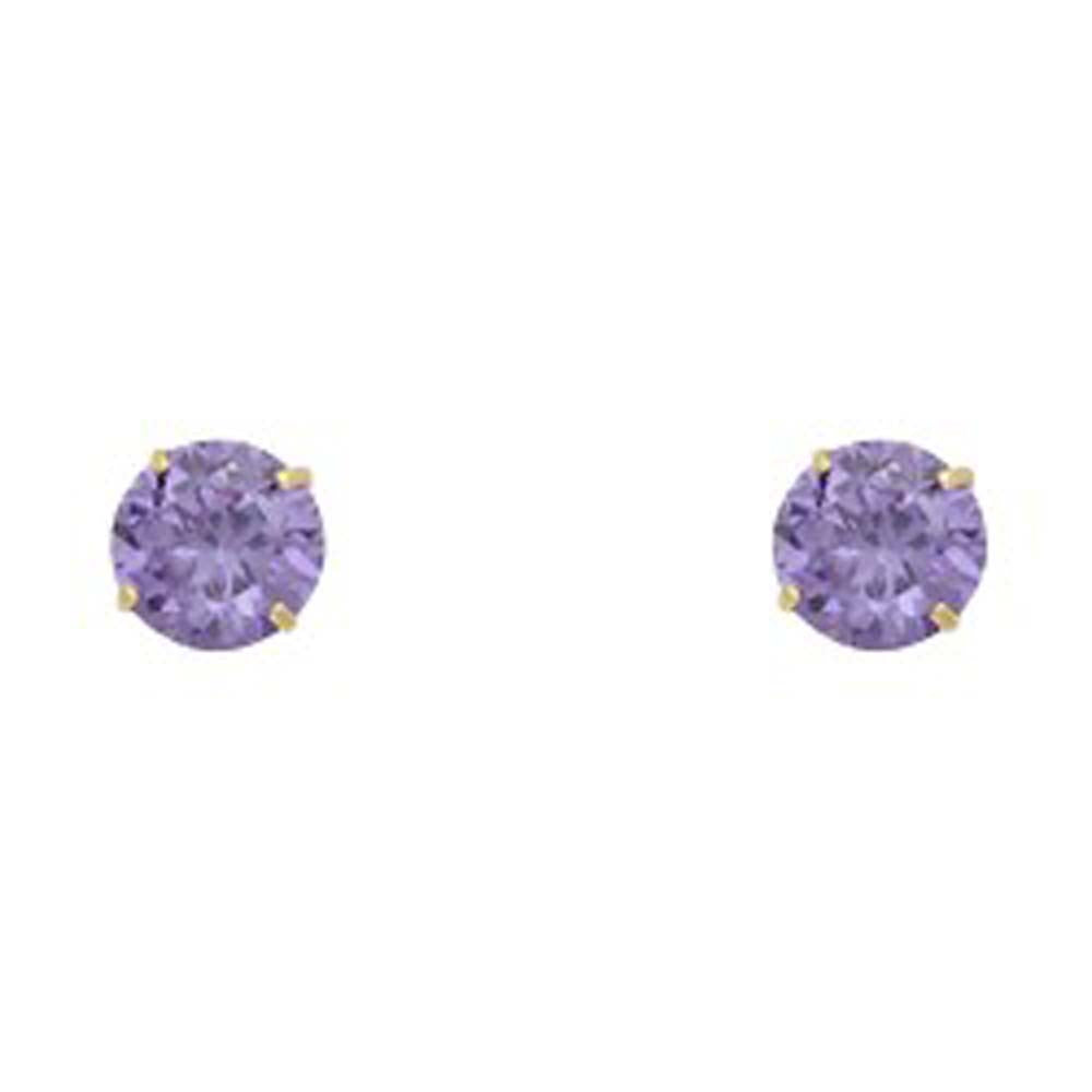 14k Yellow Gold 5mm Round CZ Basket Solitaire Birth Stone Stud Earrings