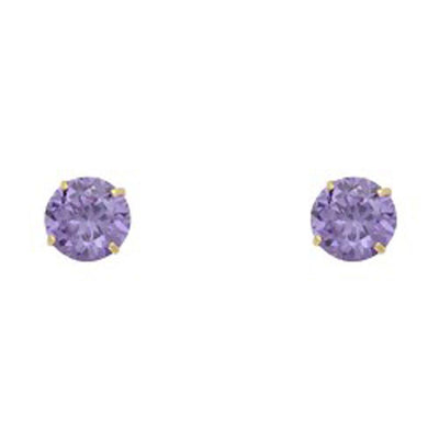 14k Yellow Gold 5mm Round CZ Basket Solitaire Birth Stone Stud Earrings