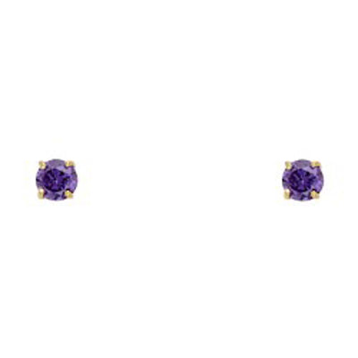 14k Yellow Gold 3mm Round CZ Basket Setting Solitaire Birthstone Stud Earrings