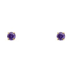 14k Yellow Gold 3mm Round CZ Basket Setting Solitaire Birthstone Stud Earrings