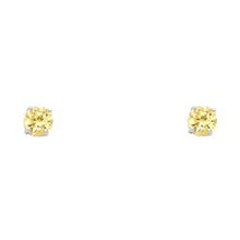 Load image into Gallery viewer, 14k White Gold 3mm Round CZ Basket Solitaire Birthstone Stud Earrings