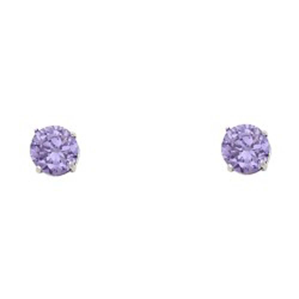 14k White Gold 4mm Round CZ Basket Solitaire Birthstone Stud Earrings