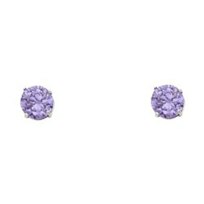 14k White Gold 4mm Round CZ Basket Solitaire Birthstone Stud Earrings