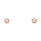 14k Yellow Gold Rose CZ Assorted Stud Earrings With Screw Back