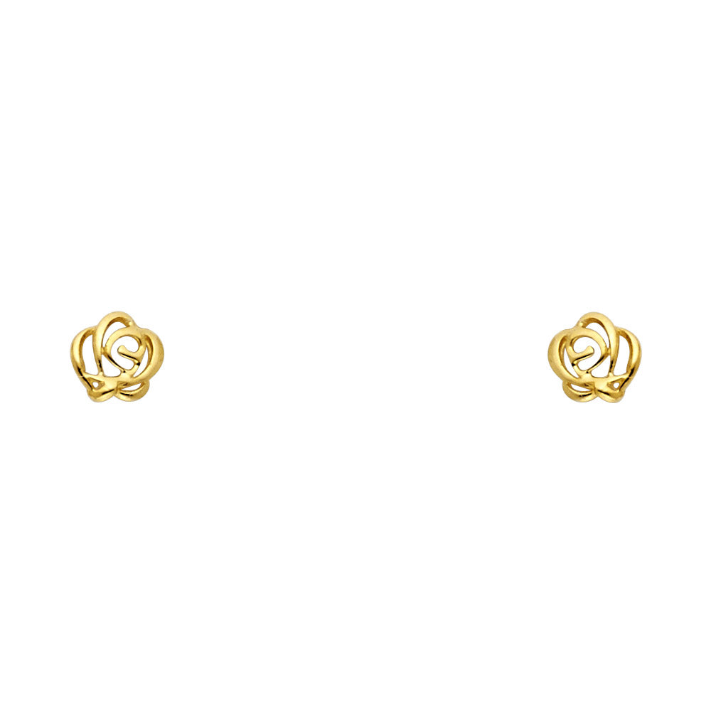 14k Yellow Gold Rose CZ Assorted Stud Earrings With Screw Back