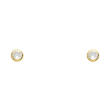 Load image into Gallery viewer, 14K 4MM Round CZ Stud Earrings SOLITAIRE D/C SCREW Stud Earrings