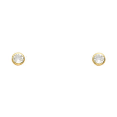 14K 4MM Round CZ Stud Earrings SOLITAIRE D/C SCREW Stud Earrings