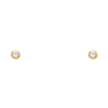 Load image into Gallery viewer, 14K 3MM Round CZ Stud Earrings SOLITAIRE D/C SCREW Stud Earrings