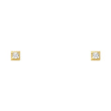 14K 3MM Square CZ Stud Earrings SOLITAIRE D/C SCREW Stud Earrings