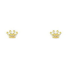 14K Yellow Gold CZ Stud Earrings - Screw Back