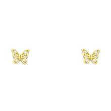 Load image into Gallery viewer, 14K Yellow Gold CZ Stud Earrings - Screw Back