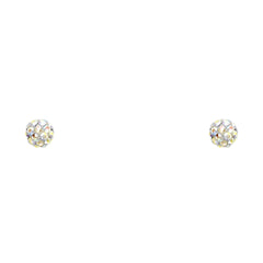 14K 4MM Rainbow CRYSTAL BALL SCREW Stud Earrings