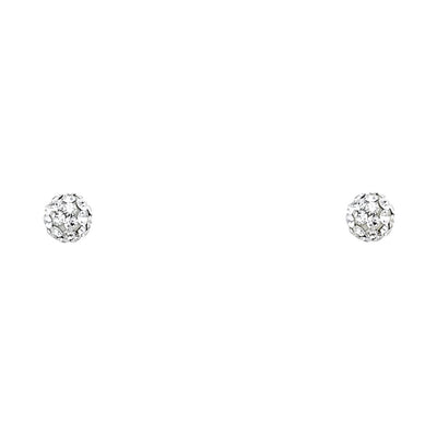 14K 4MM WHITE CRYSTAL BALL SCREW Stud Earrings