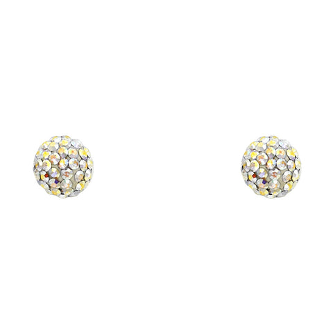 14K Yellow R-CRYSTAL BALL STUD With SCREW Earrings