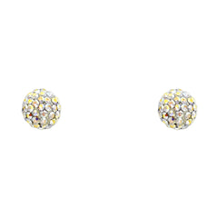 14K Yellow R-CRYSTAL BALL STUD With SCREW Earrings