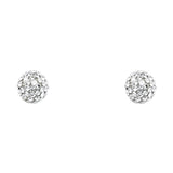 14K Yellow CRYSTAL BALL STUD With SCREW Earrings