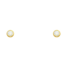 Load image into Gallery viewer, 14K Yellow OPAL Round STUD With SCREW Earrings