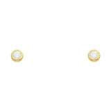 14K Yellow OPAL Round STUD With SCREW Earrings