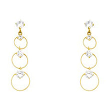 Load image into Gallery viewer, 14k Yellow Gold Circles With Clear CZ Assorted Stud Earrings With Screw Back