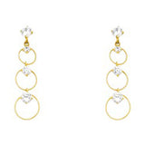 14k Yellow Gold Circles With Clear CZ Assorted Stud Earrings With Screw Back
