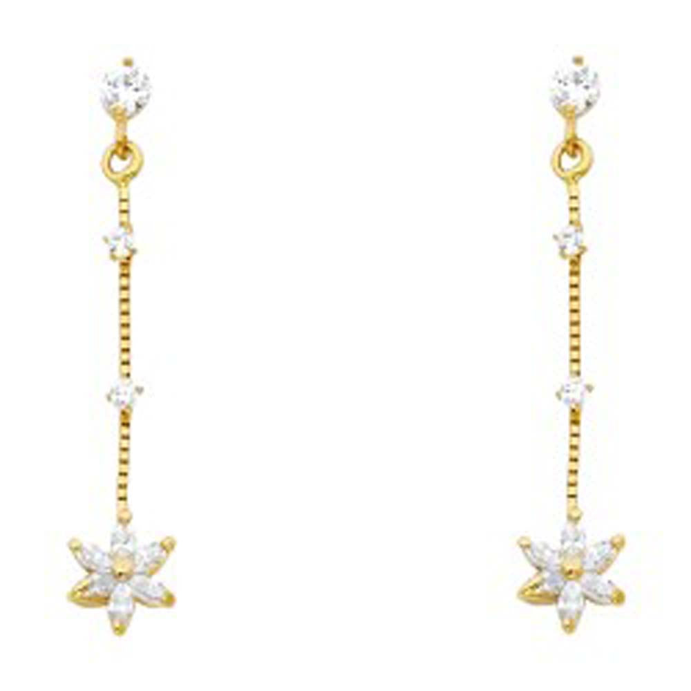 14k Yellow Gold Hanging Star With Clear CZ Assorted Stud Earrings With Screw Back
