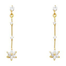Load image into Gallery viewer, 14k Yellow Gold Hanging Star With Clear CZ Assorted Stud Earrings With Screw Back