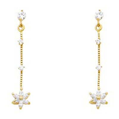 14k Yellow Gold Hanging Star With Clear CZ Assorted Stud Earrings With Screw Back