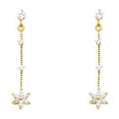 14k Yellow Gold Hanging Star With Clear CZ Assorted Stud Earrings With Screw Back