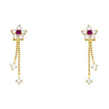Load image into Gallery viewer, 14k Yellow Gold Flower With Ruby And Clear CZ Assorted Stud Earrings With Screw Back