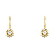 Load image into Gallery viewer, 14k Yellow Gold Round Flower CZ Assorted Stud Earrings With Screw Back