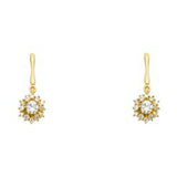 14k Yellow Gold Round Flower CZ Assorted Stud Earrings With Screw Back