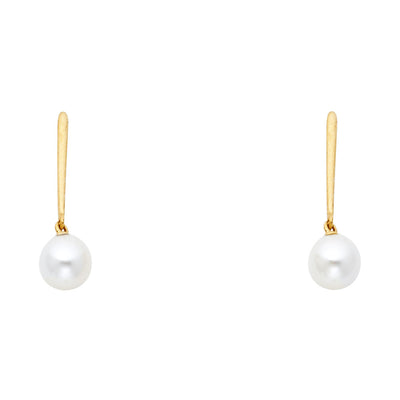 14k Yellow Gold Round Pearl Assorted Stud Earrings With Screw Back