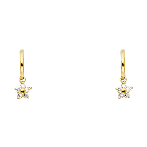 14k Yellow Gold Star CZ Assorted Stud Earrings With Screw Back