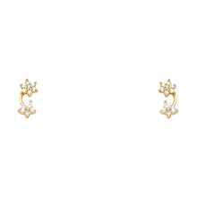 Load image into Gallery viewer, 14k Yellow Gold Hanging Flower CZ Assorted Stud Earrings With Screw Back