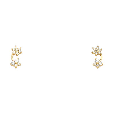 14k Yellow Gold Hanging Flower CZ Assorted Stud Earrings With Screw Back