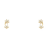 14k Yellow Gold Hanging Flower CZ Assorted Stud Earrings With Screw Back
