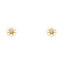 Load image into Gallery viewer, 14k Yellow Gold Flower CZ Assorted Stud Earrings With Screw Back