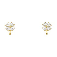 Load image into Gallery viewer, 14k Yellow Gold Leaf CZ Assorted Stud Earrings With Screw Back