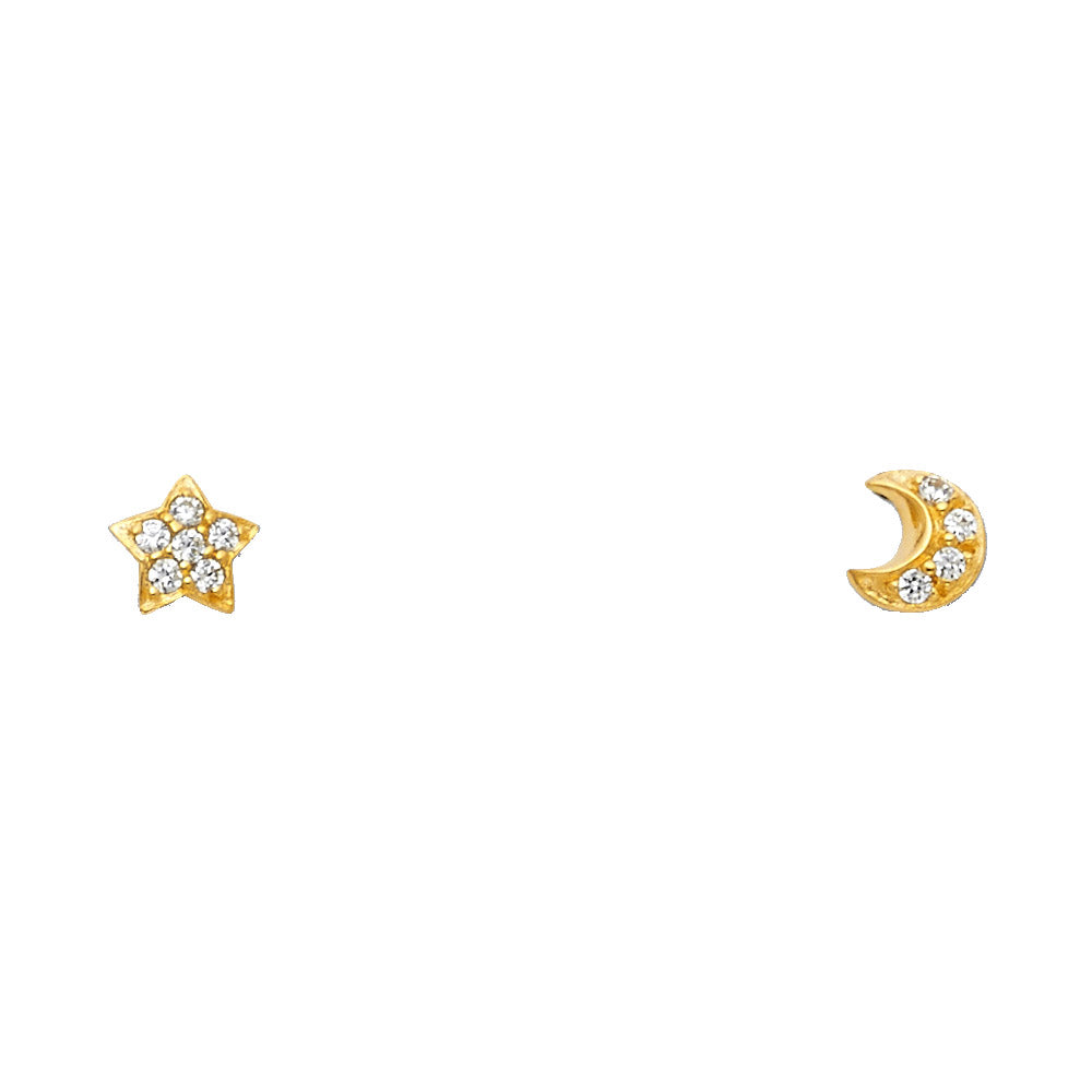 14K Yellow Gold Assorted Stud Earrings - Screw Back