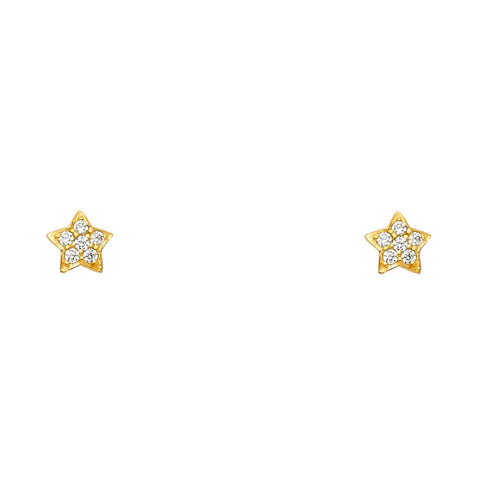 14K Yellow Gold Assorted Stud Earrings - Screw Back