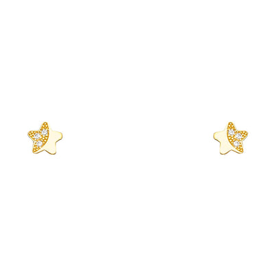 14K Yellow Gold Assorted Stud Earrings - Screw Back