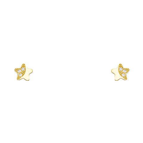 14K Yellow Gold Assorted Stud Earrings - Screw Back