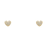 14k Yellow Gold Heart CZ Assorted Stud Earrings With Screw Back