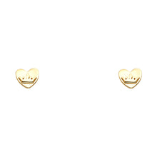 Load image into Gallery viewer, 14k Yellow Gold Heart Crown Stud Earrings With Screw Back
