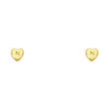 Load image into Gallery viewer, 14k Yellow Gold Heart Stud Earrings With Screw Back