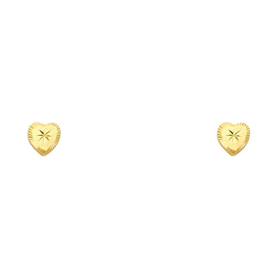 14k Yellow Gold Heart Stud Earrings With Screw Back
