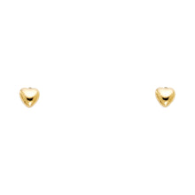 Load image into Gallery viewer, 14k Yellow Gold Heart Stud Earrings With Screw Back